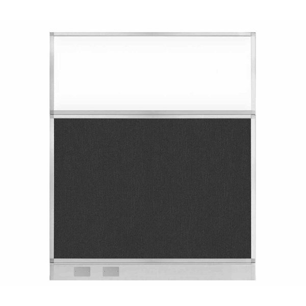 Hush Panel Configurable Cubicle Partition 5' x 6' Black Fabric Clear Window w/ Cable Channel, Versare, Mfr#: 1856402-2